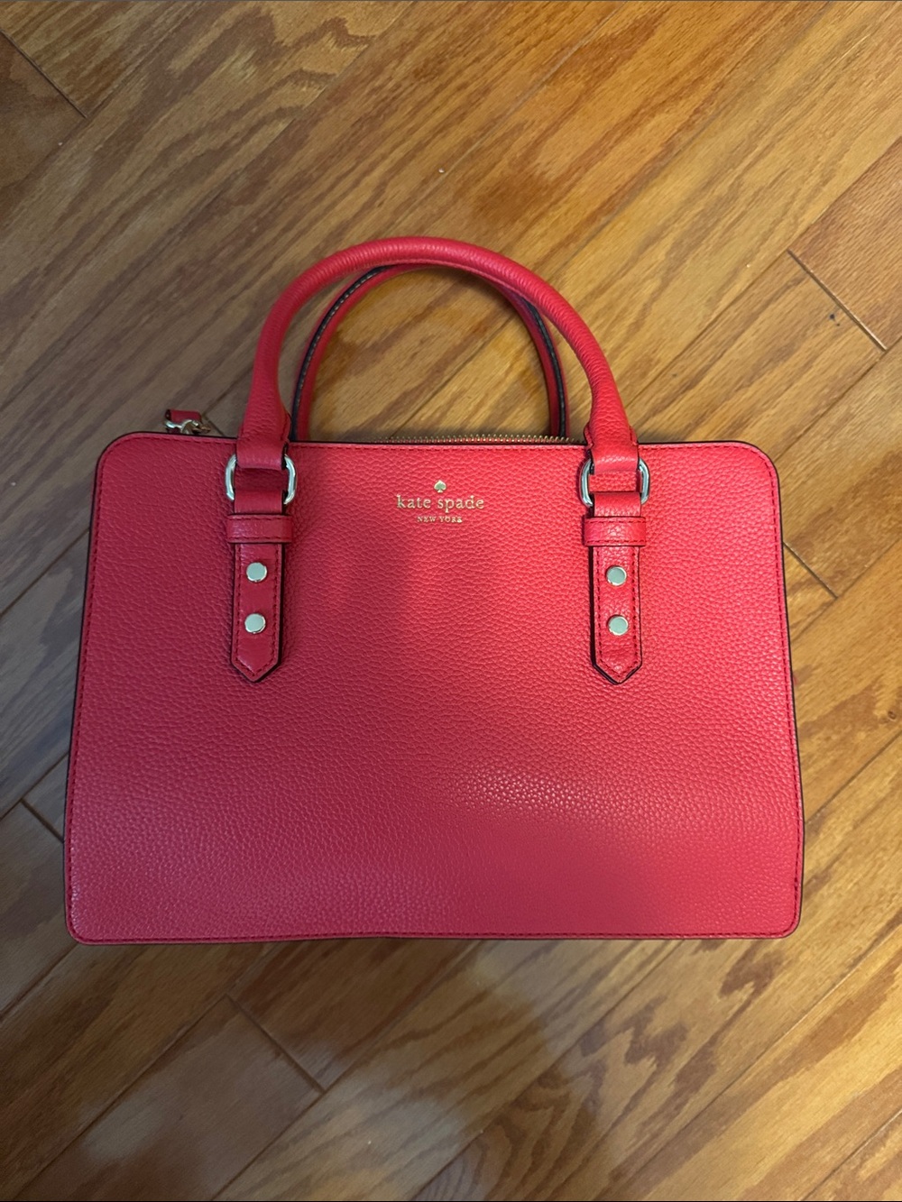 kate spade Red Pebbled Leather Double-Handle Satchel